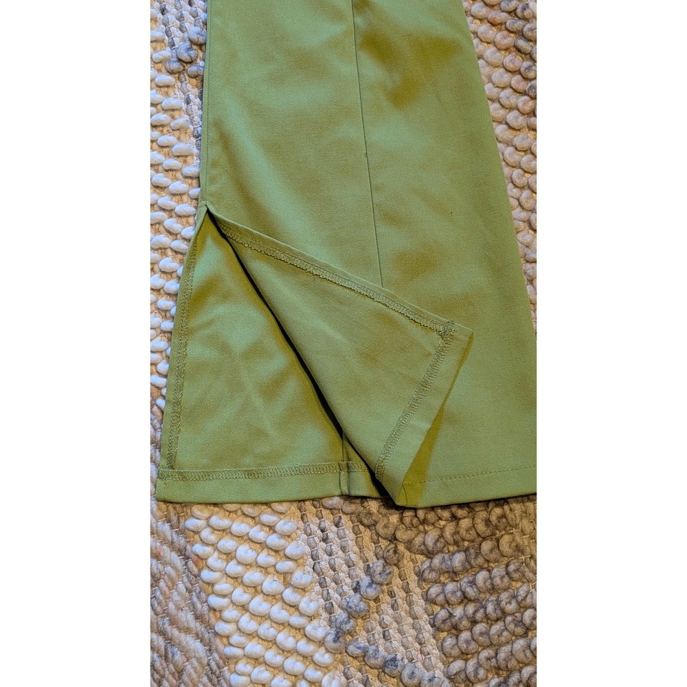 Lime Green High Waisted Flare Leg Pants Side Slit Size 6 retro 70's mod boho - Picture 6 of 12